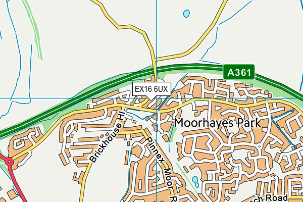 EX16 6UX map - OS VectorMap District (Ordnance Survey)