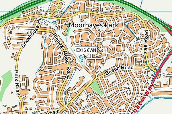 EX16 6WN map - OS VectorMap District (Ordnance Survey)