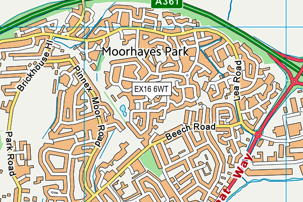 EX16 6WT map - OS VectorMap District (Ordnance Survey)