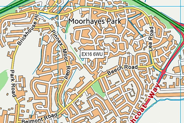 EX16 6WU map - OS VectorMap District (Ordnance Survey)