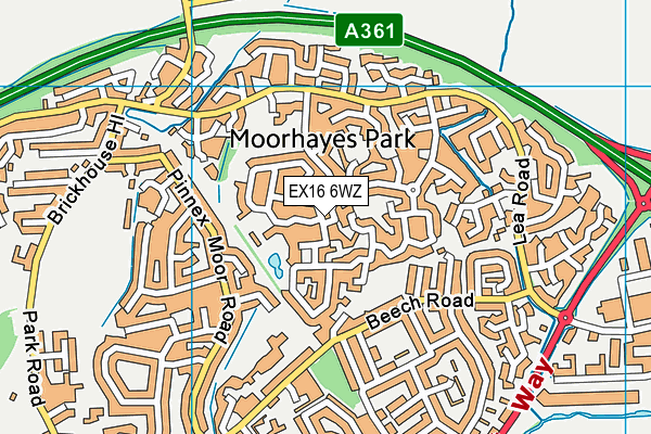 EX16 6WZ map - OS VectorMap District (Ordnance Survey)