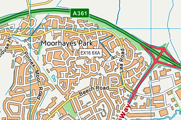 EX16 6XA map - OS VectorMap District (Ordnance Survey)