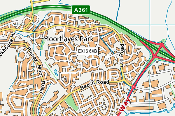 EX16 6XB map - OS VectorMap District (Ordnance Survey)