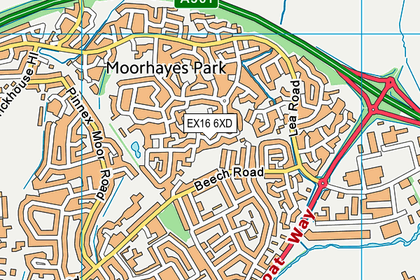 EX16 6XD map - OS VectorMap District (Ordnance Survey)