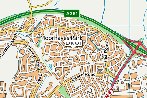 EX16 6XJ map - OS VectorMap District (Ordnance Survey)