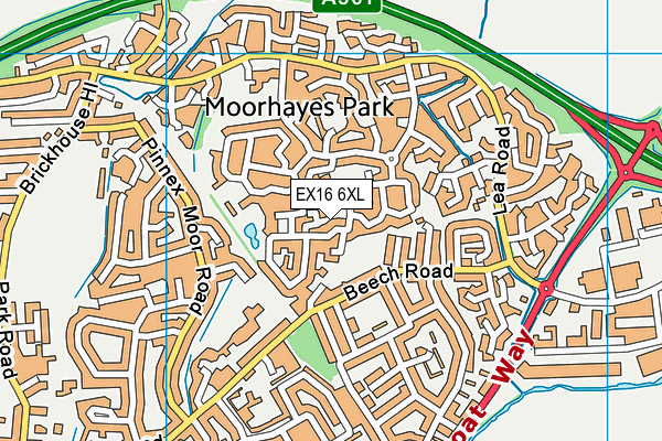 EX16 6XL map - OS VectorMap District (Ordnance Survey)