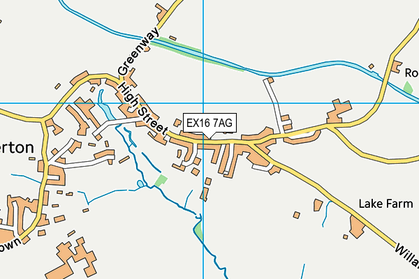 EX16 7AG map - OS VectorMap District (Ordnance Survey)