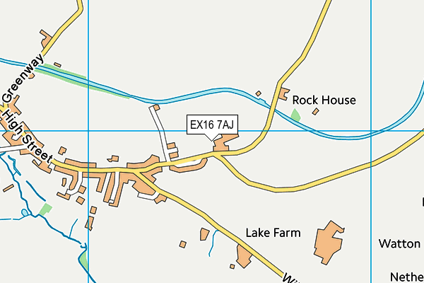 EX16 7AJ map - OS VectorMap District (Ordnance Survey)