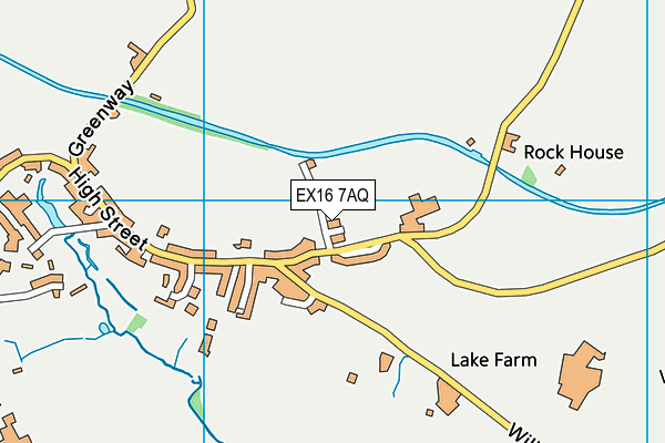 EX16 7AQ map - OS VectorMap District (Ordnance Survey)