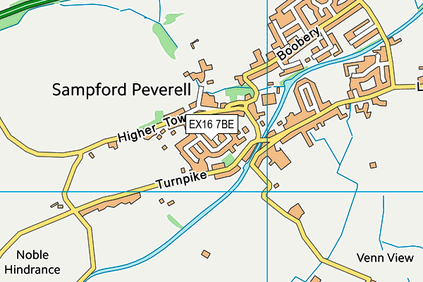 EX16 7BE map - OS VectorMap District (Ordnance Survey)