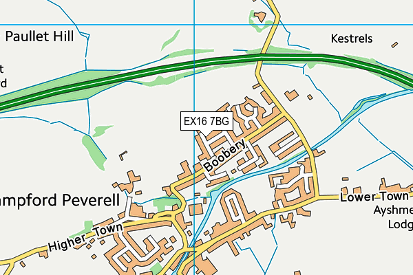EX16 7BG map - OS VectorMap District (Ordnance Survey)