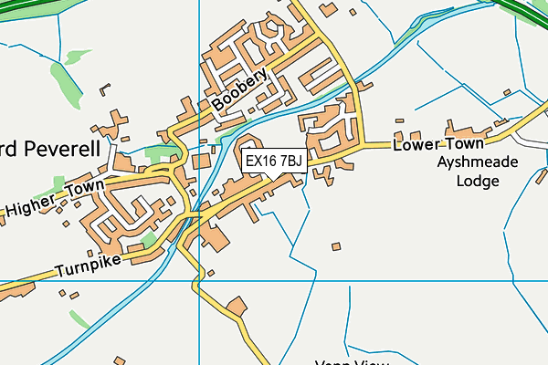 EX16 7BJ map - OS VectorMap District (Ordnance Survey)