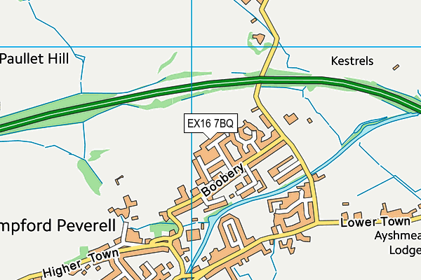 EX16 7BQ map - OS VectorMap District (Ordnance Survey)