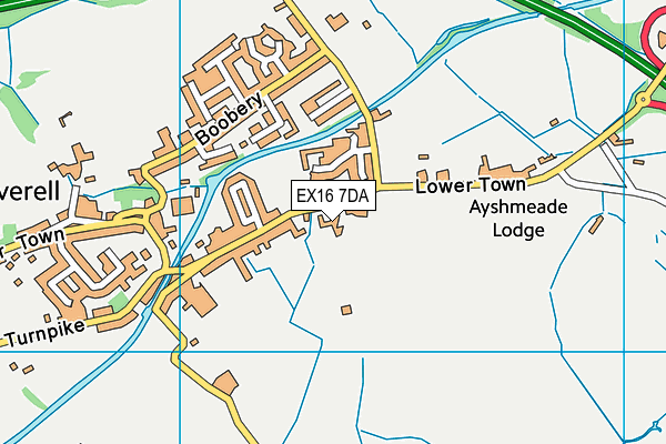 EX16 7DA map - OS VectorMap District (Ordnance Survey)