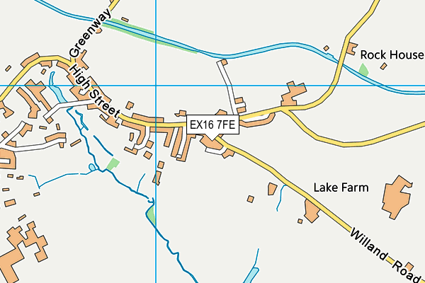 EX16 7FE map - OS VectorMap District (Ordnance Survey)