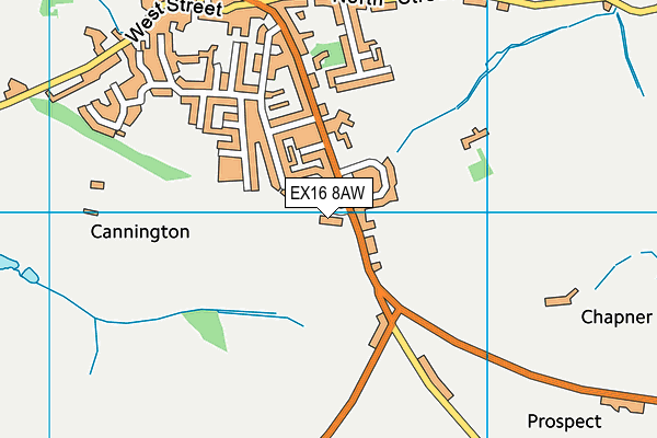 EX16 8AW map - OS VectorMap District (Ordnance Survey)