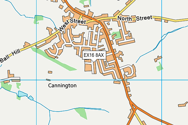 EX16 8AX map - OS VectorMap District (Ordnance Survey)