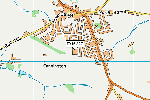 EX16 8AZ map - OS VectorMap District (Ordnance Survey)