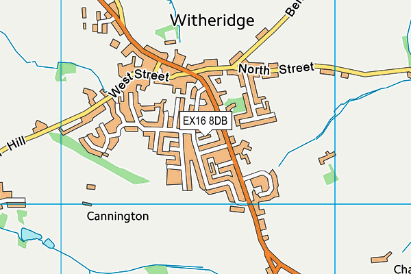 EX16 8DB map - OS VectorMap District (Ordnance Survey)