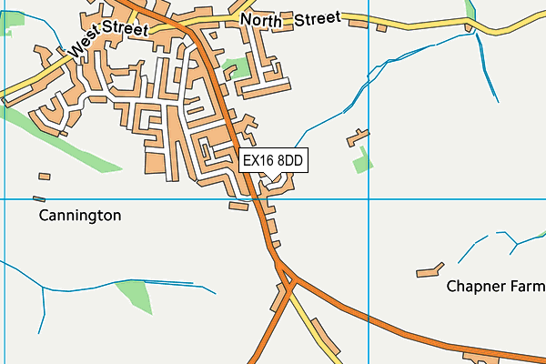 EX16 8DD map - OS VectorMap District (Ordnance Survey)