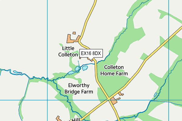 EX16 8DX map - OS VectorMap District (Ordnance Survey)