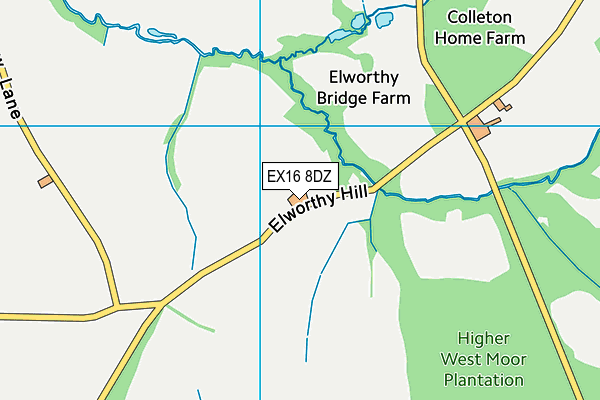 EX16 8DZ map - OS VectorMap District (Ordnance Survey)