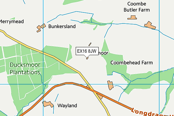 EX16 8JW map - OS VectorMap District (Ordnance Survey)