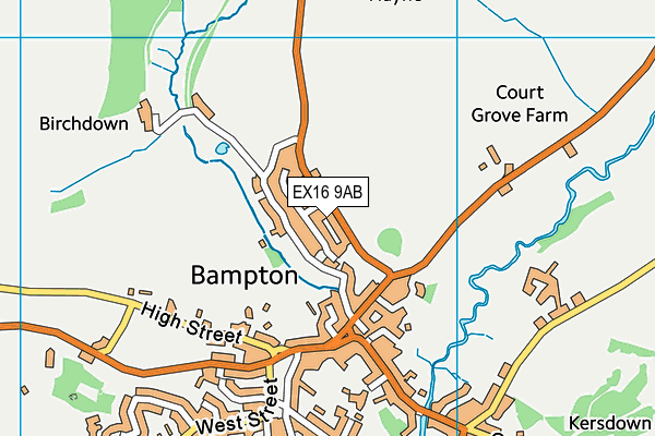 Bampton Recreation Ground map (EX16 9AB) - OS VectorMap District (Ordnance Survey)