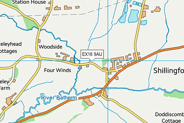 EX16 9AU map - OS VectorMap District (Ordnance Survey)
