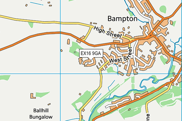 EX16 9GA map - OS VectorMap District (Ordnance Survey)