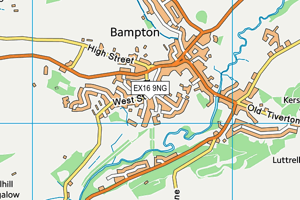 Bampton Village Hall map (EX16 9NG) - OS VectorMap District (Ordnance Survey)