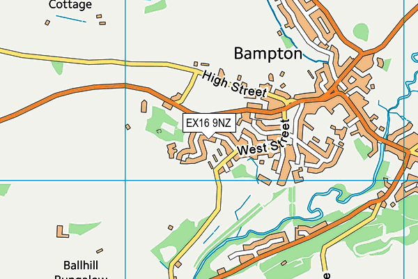 EX16 9NZ map - OS VectorMap District (Ordnance Survey)