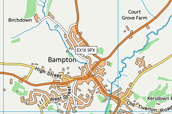 EX16 9PX map - OS VectorMap District (Ordnance Survey)