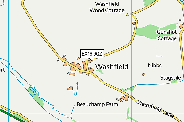EX16 9QZ map - OS VectorMap District (Ordnance Survey)