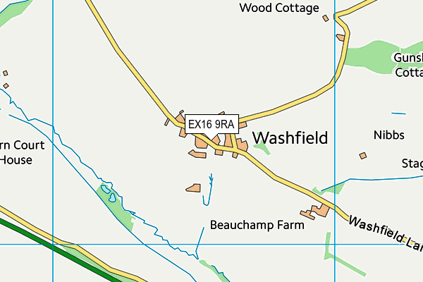 EX16 9RA map - OS VectorMap District (Ordnance Survey)