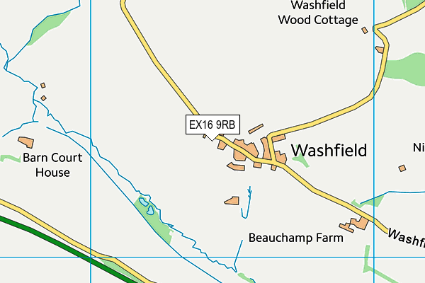 EX16 9RB map - OS VectorMap District (Ordnance Survey)