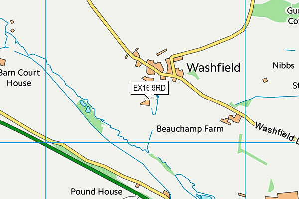 EX16 9RD map - OS VectorMap District (Ordnance Survey)