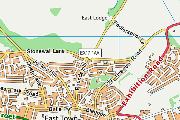 EX17 1AA map - OS VectorMap District (Ordnance Survey)