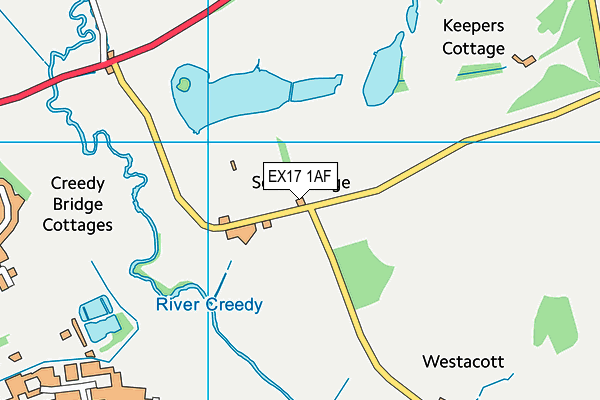EX17 1AF map - OS VectorMap District (Ordnance Survey)