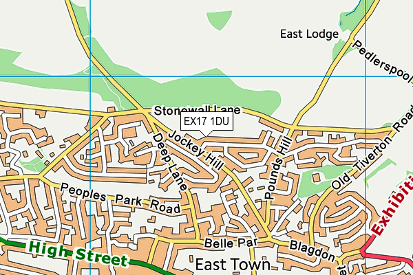 EX17 1DU map - OS VectorMap District (Ordnance Survey)