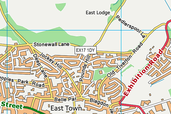 EX17 1DY map - OS VectorMap District (Ordnance Survey)