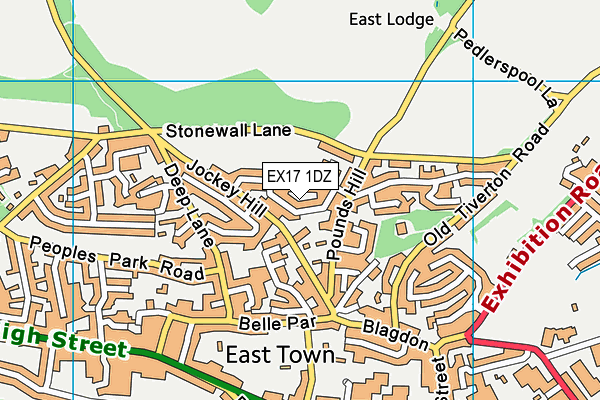 EX17 1DZ map - OS VectorMap District (Ordnance Survey)