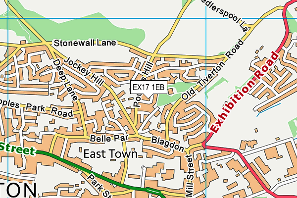 EX17 1EB map - OS VectorMap District (Ordnance Survey)