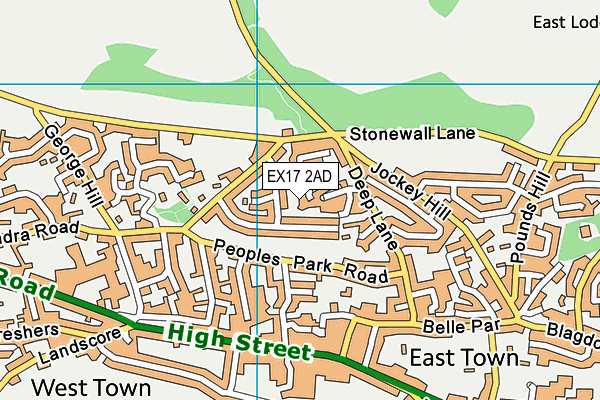 EX17 2AD map - OS VectorMap District (Ordnance Survey)