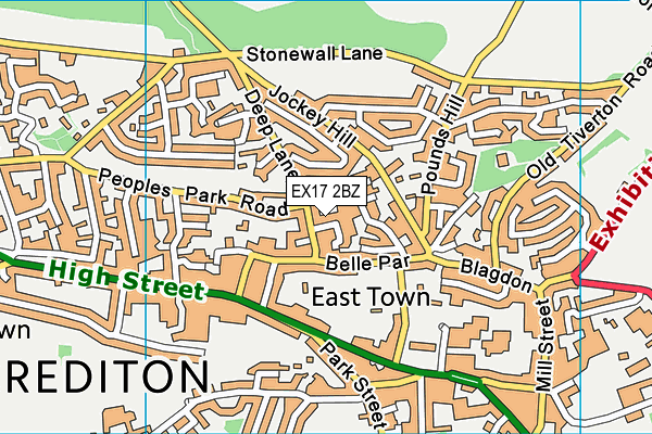 EX17 2BZ map - OS VectorMap District (Ordnance Survey)