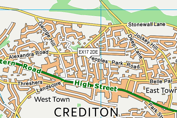 EX17 2DE map - OS VectorMap District (Ordnance Survey)