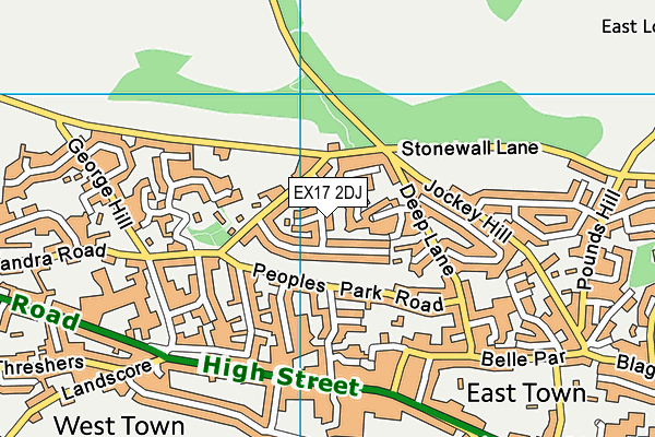 EX17 2DJ map - OS VectorMap District (Ordnance Survey)