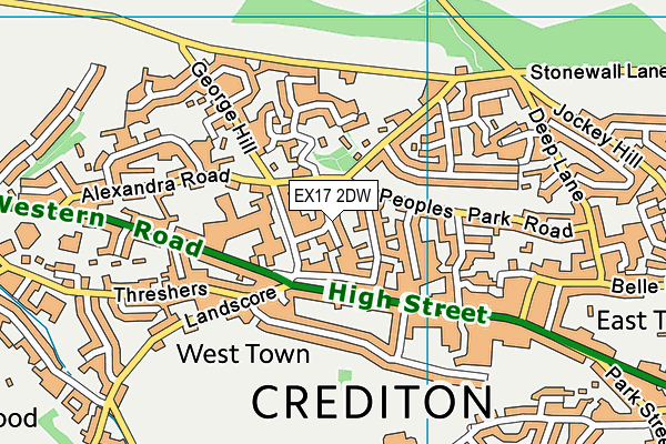 EX17 2DW map - OS VectorMap District (Ordnance Survey)