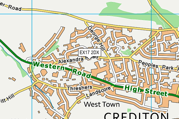 EX17 2DX map - OS VectorMap District (Ordnance Survey)