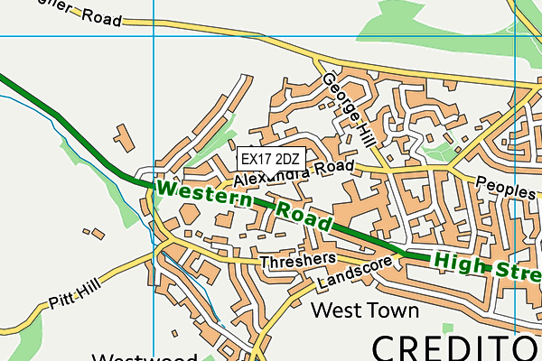 EX17 2DZ map - OS VectorMap District (Ordnance Survey)